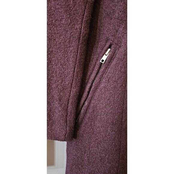 BB Dakota Womens XS Wool Blend Coat Burgundy Zip Closure Zip Pockets Band Collar - Picture 6 of 8